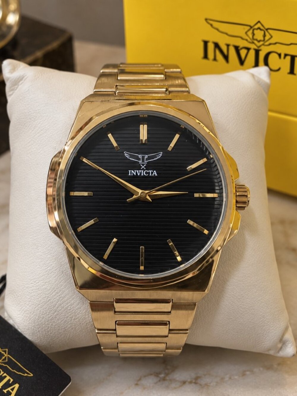 Invicta Specialty 69973 Men's Gold Tone Black Dial Watch 44mm